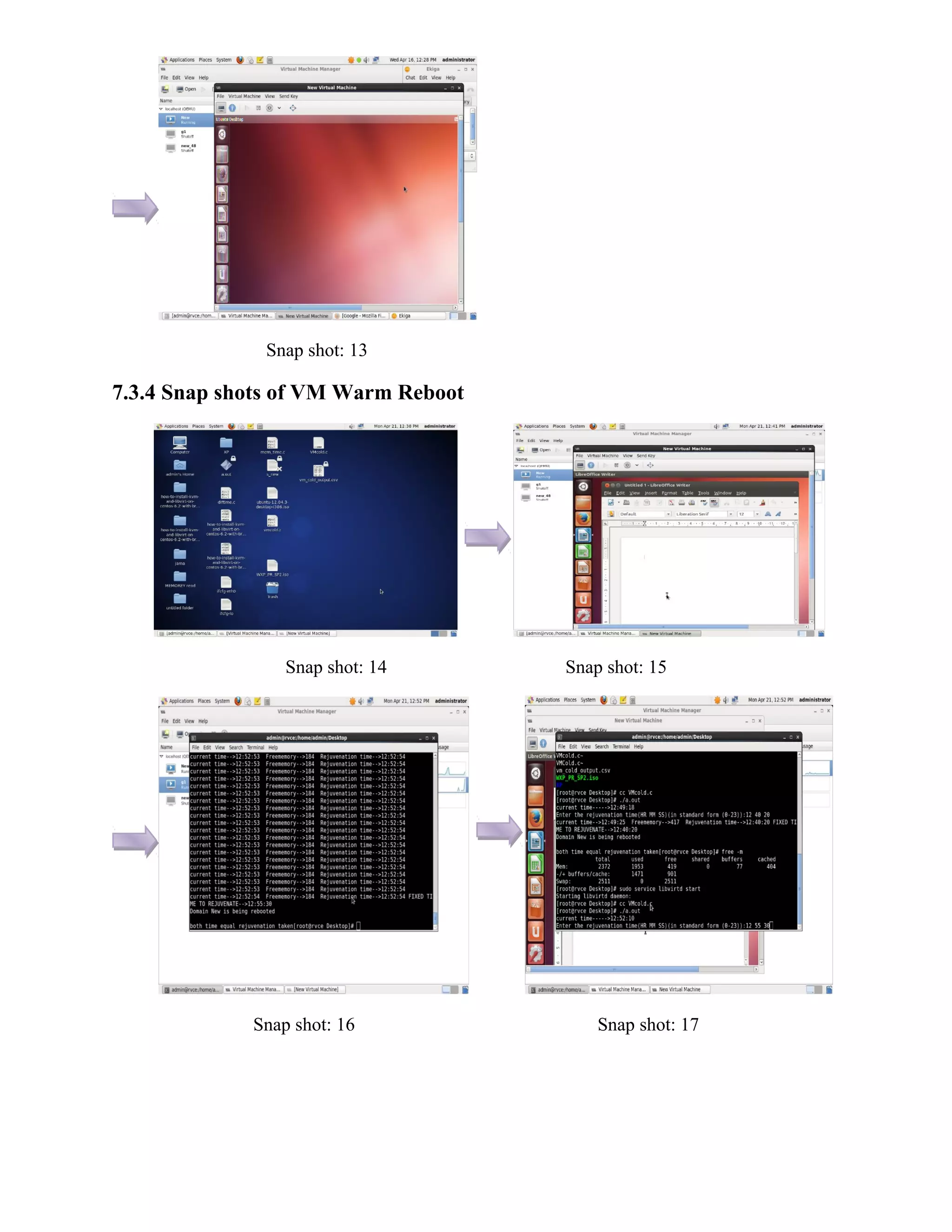 Snap shot: 13
7.3.4 Snap shots of VM Warm Reboot
Snap shot: 14 Snap shot: 15
Snap shot: 16 Snap shot: 17
 