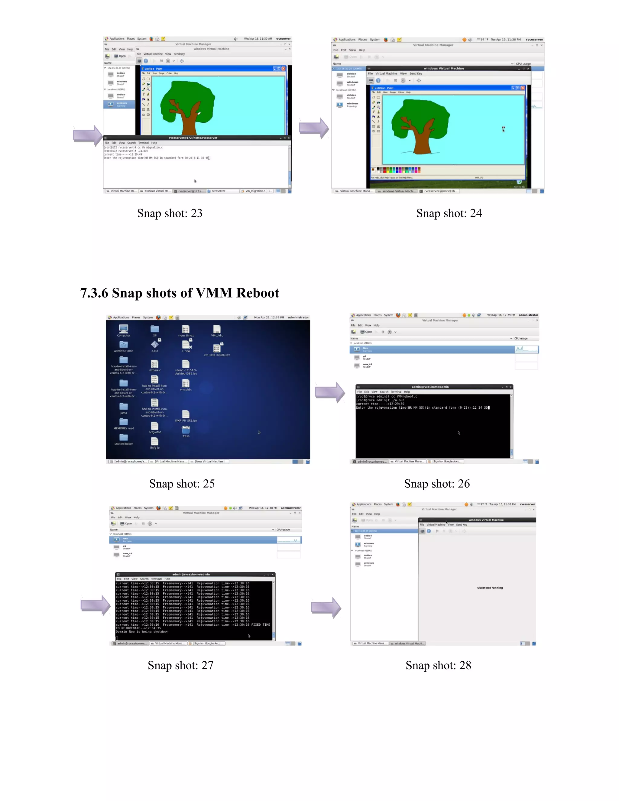 Snap shot: 23 Snap shot: 24
7.3.6 Snap shots of VMM Reboot
Snap shot: 25 Snap shot: 26
Snap shot: 27 Snap shot: 28
 