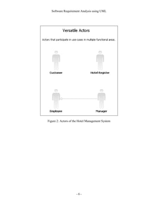 Software Requirement Analysis using UML




Figure 2: Actors of the Hotel Management System




                     -6-
 