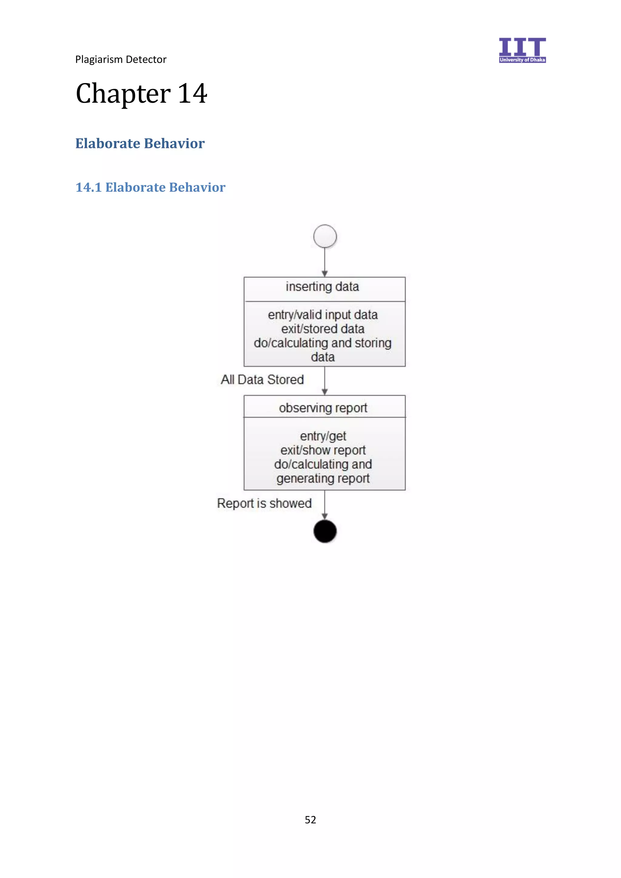 Plagiarism Detector
52
Chapter 14
Elaborate Behavior
14.1 Elaborate Behavior
 