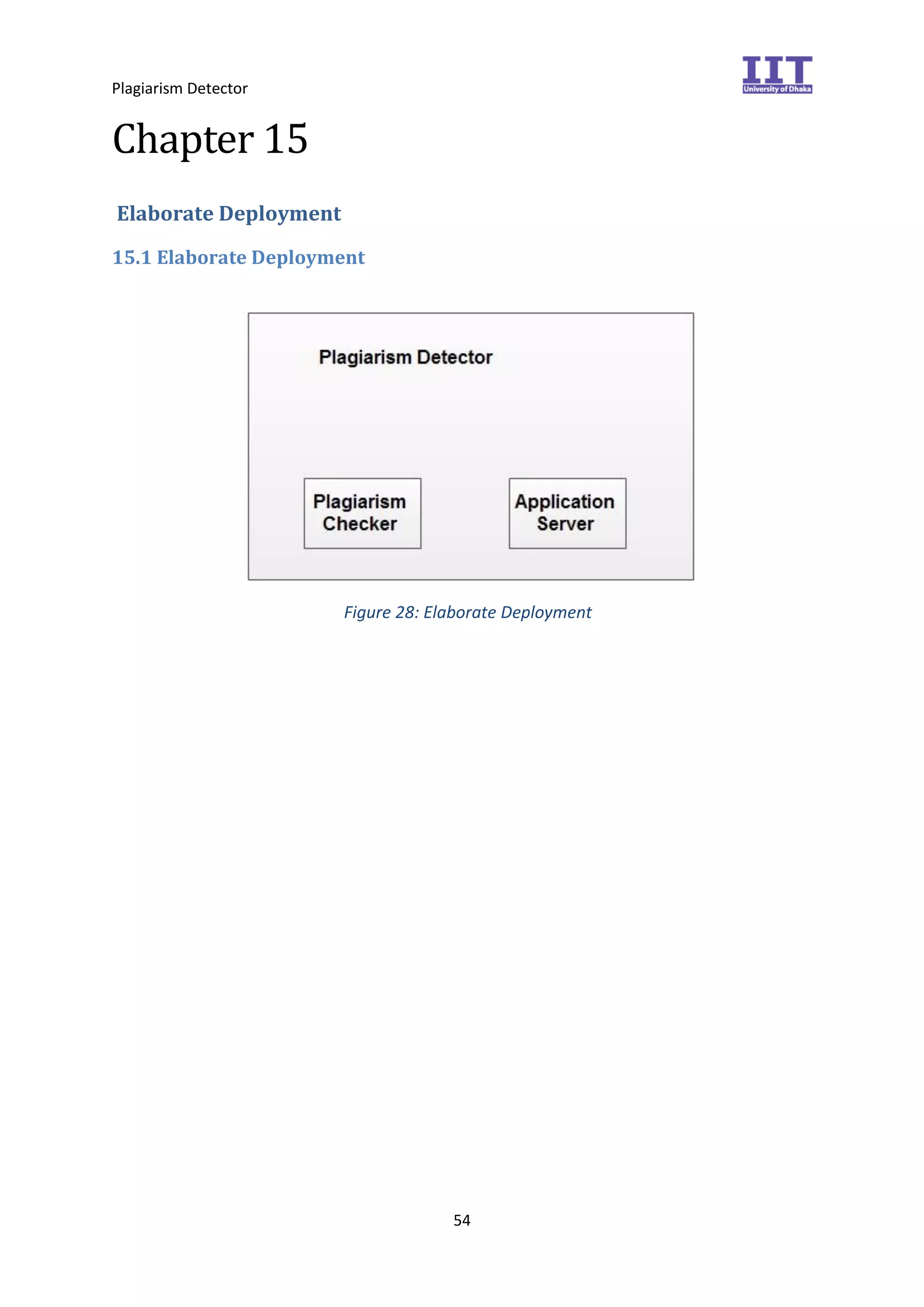 Plagiarism Detector
54
Chapter 15
Elaborate Deployment
15.1 Elaborate Deployment
Figure 28: Elaborate Deployment
 