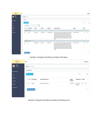 Gambar Tampilan Dashboard Admin (Periksa)
Gambar Tampilan Dashboard Admin (Pembayaran)
 