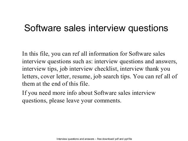 software sales interview questions software sales cover letters