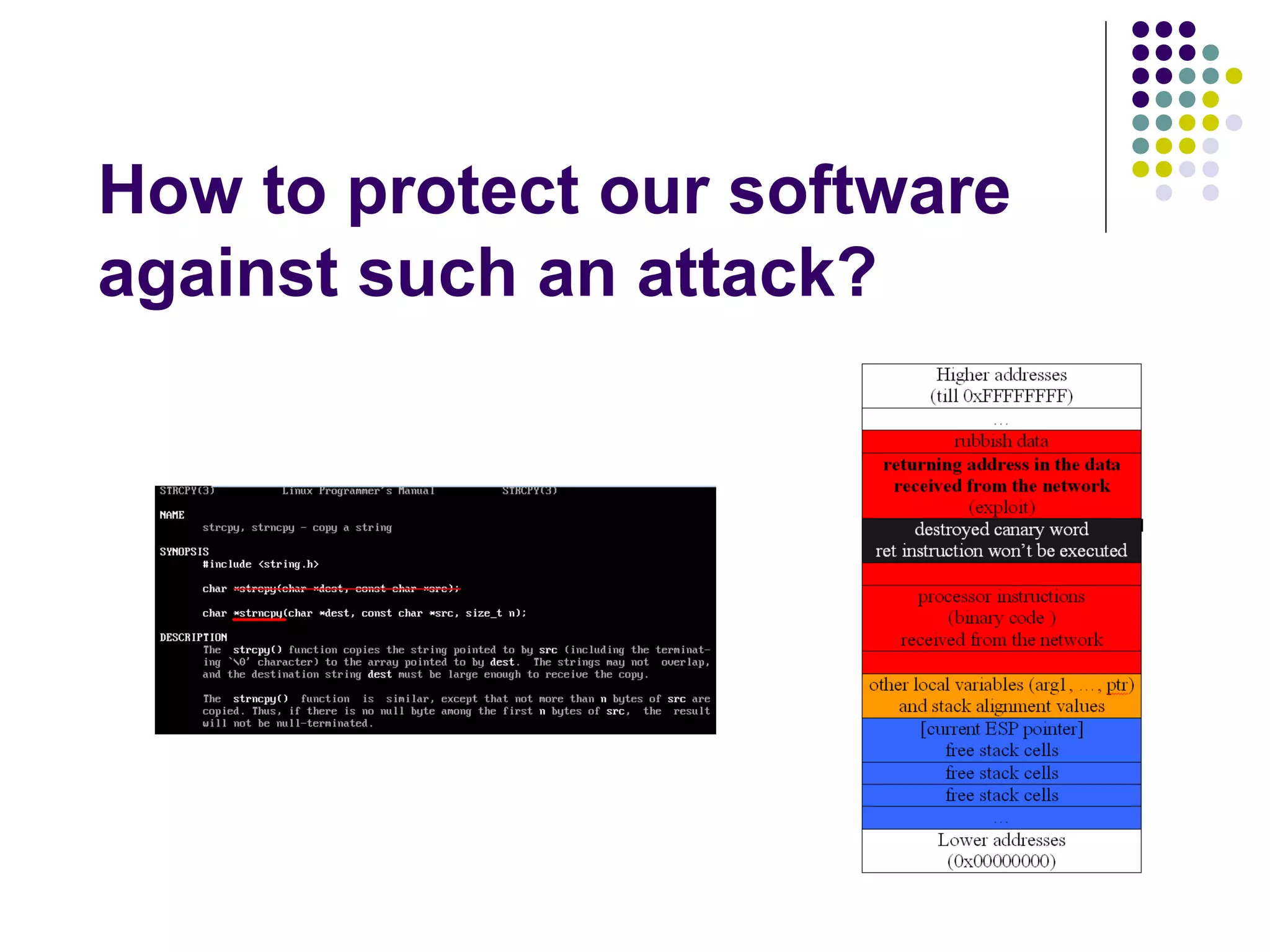 How to protect our software
against such an attack?
 