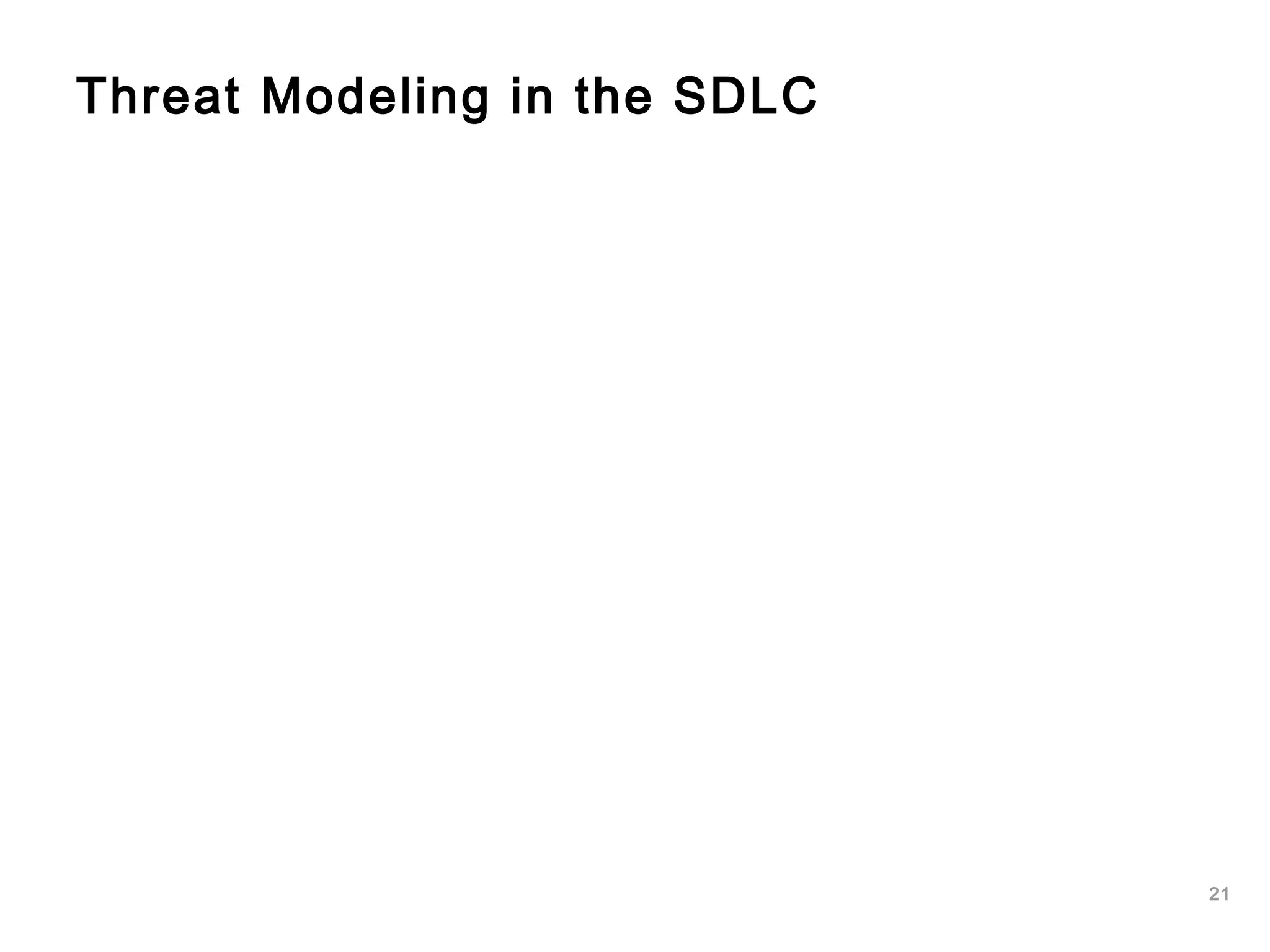 21
Threat Modeling in the SDLC
 