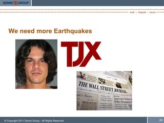 We need more Earthquakes




© Copyright 2011 Denim Group - All Rights Reserved   28
 