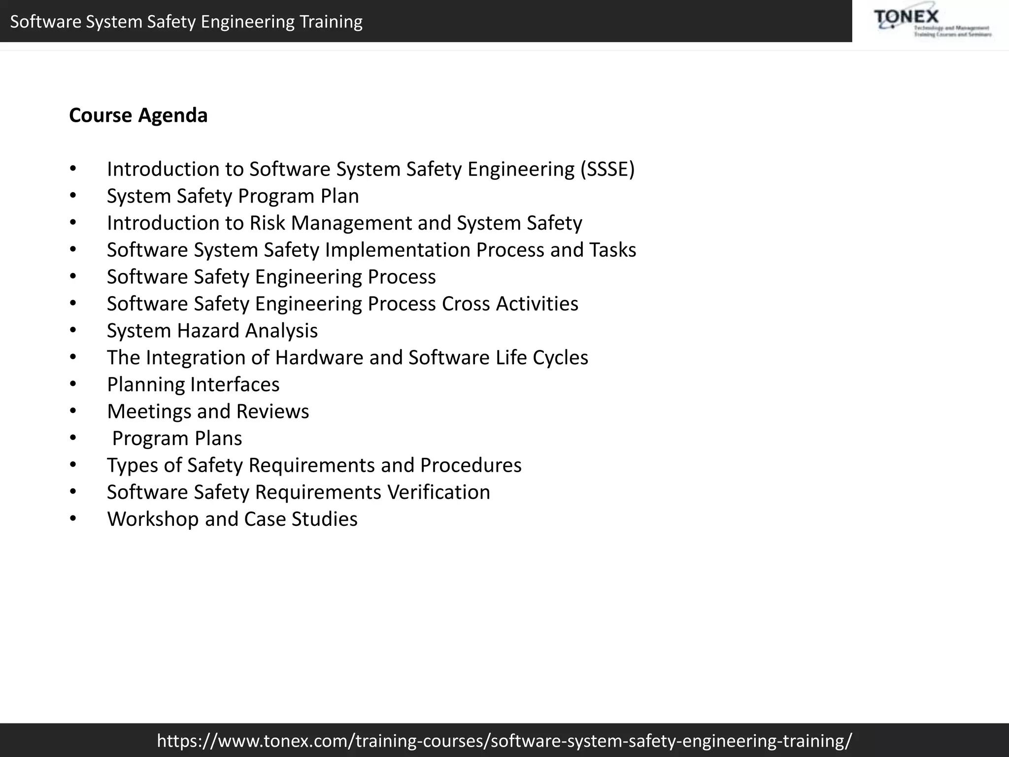 Software system safety engineering training - Tonex Training | PPT