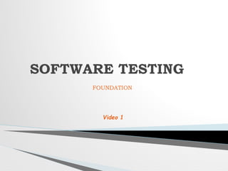 FOUNDATION
SOFTWARE TESTING
Video 1
 