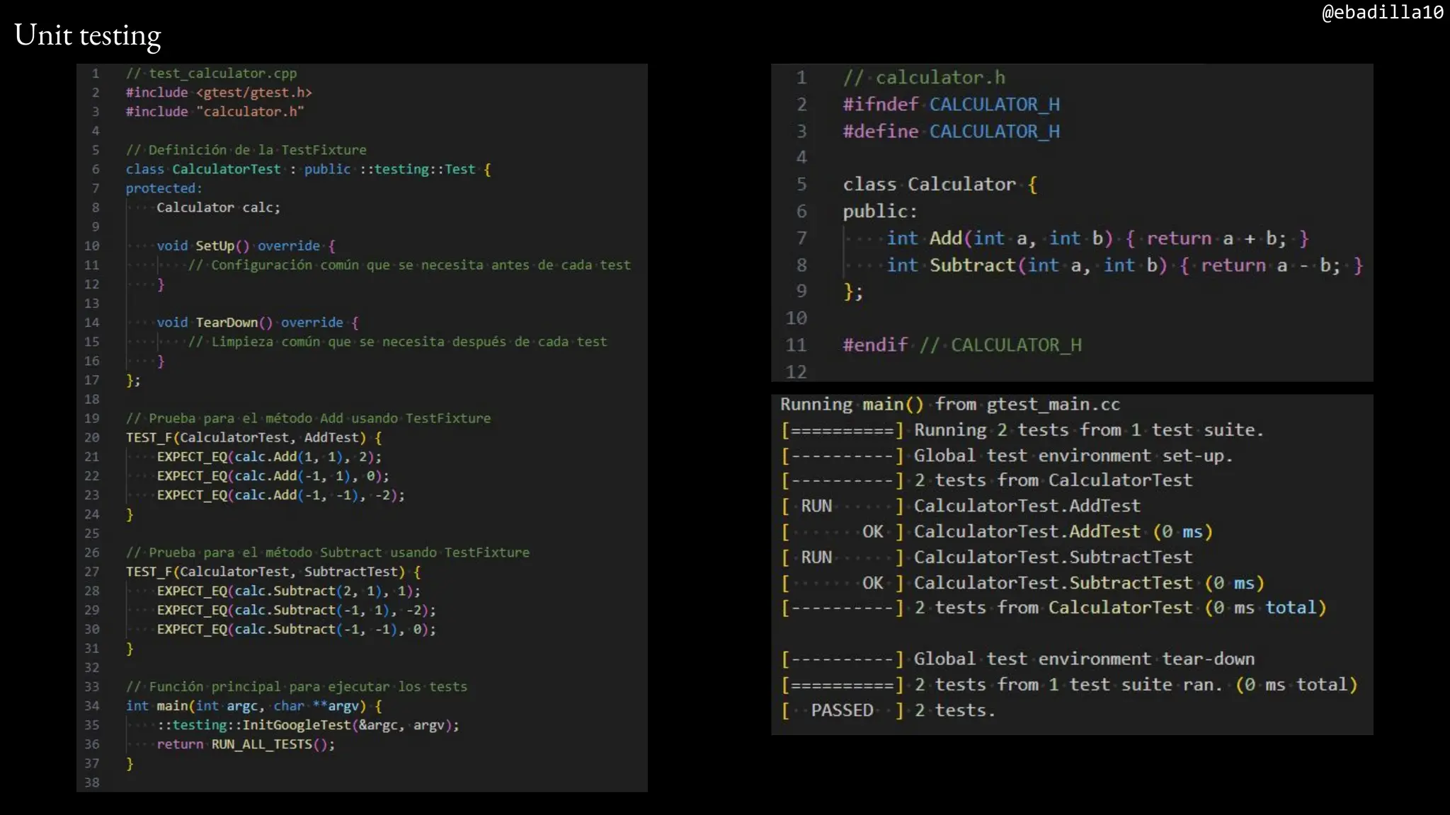 @ebadilla10
Unit testing
 