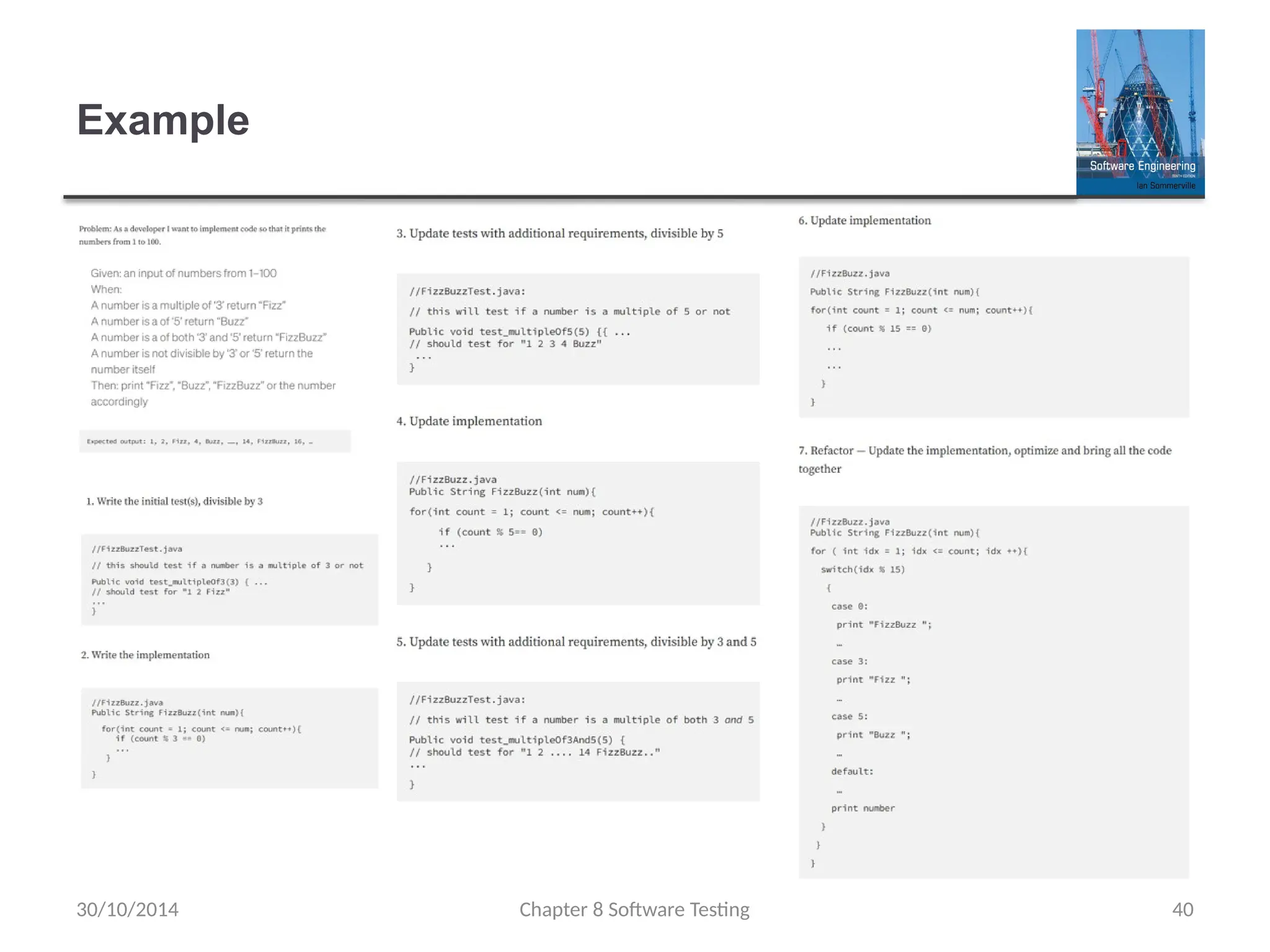 Chapter 8 Software Testing 40
Example
30/10/2014
 