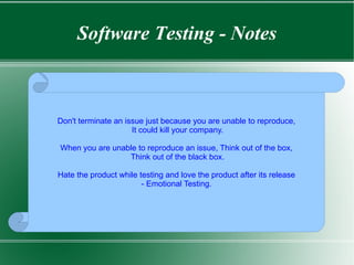 Types and Levels of Testing. 