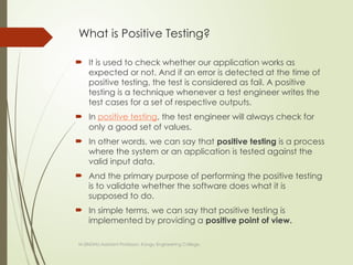 Software Testing - Unit 2 (Black Box Testing and Levels of Testing) | PPTX