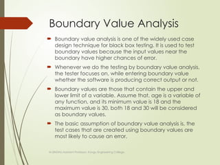 Software Testing - Unit 2 (Black Box Testing and Levels of Testing) | PPTX