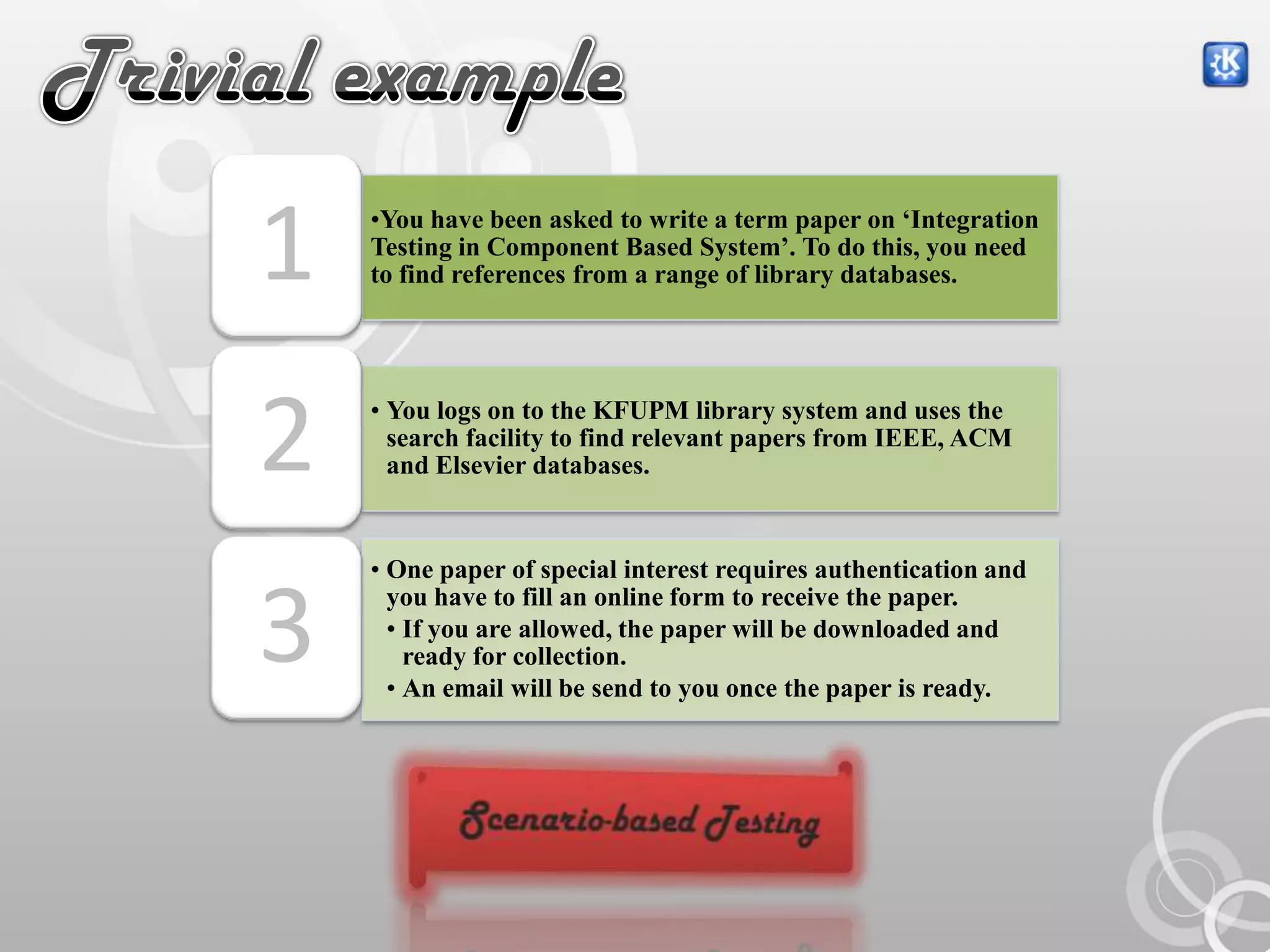 Trivial exampleScenario-based Testing