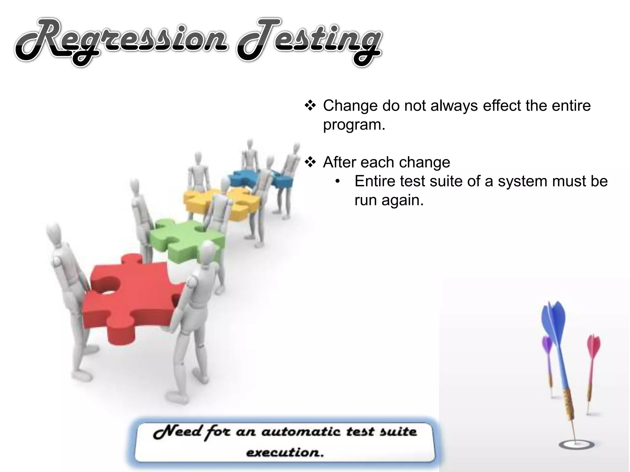 Regression TestingChange do not always effect the entire program.