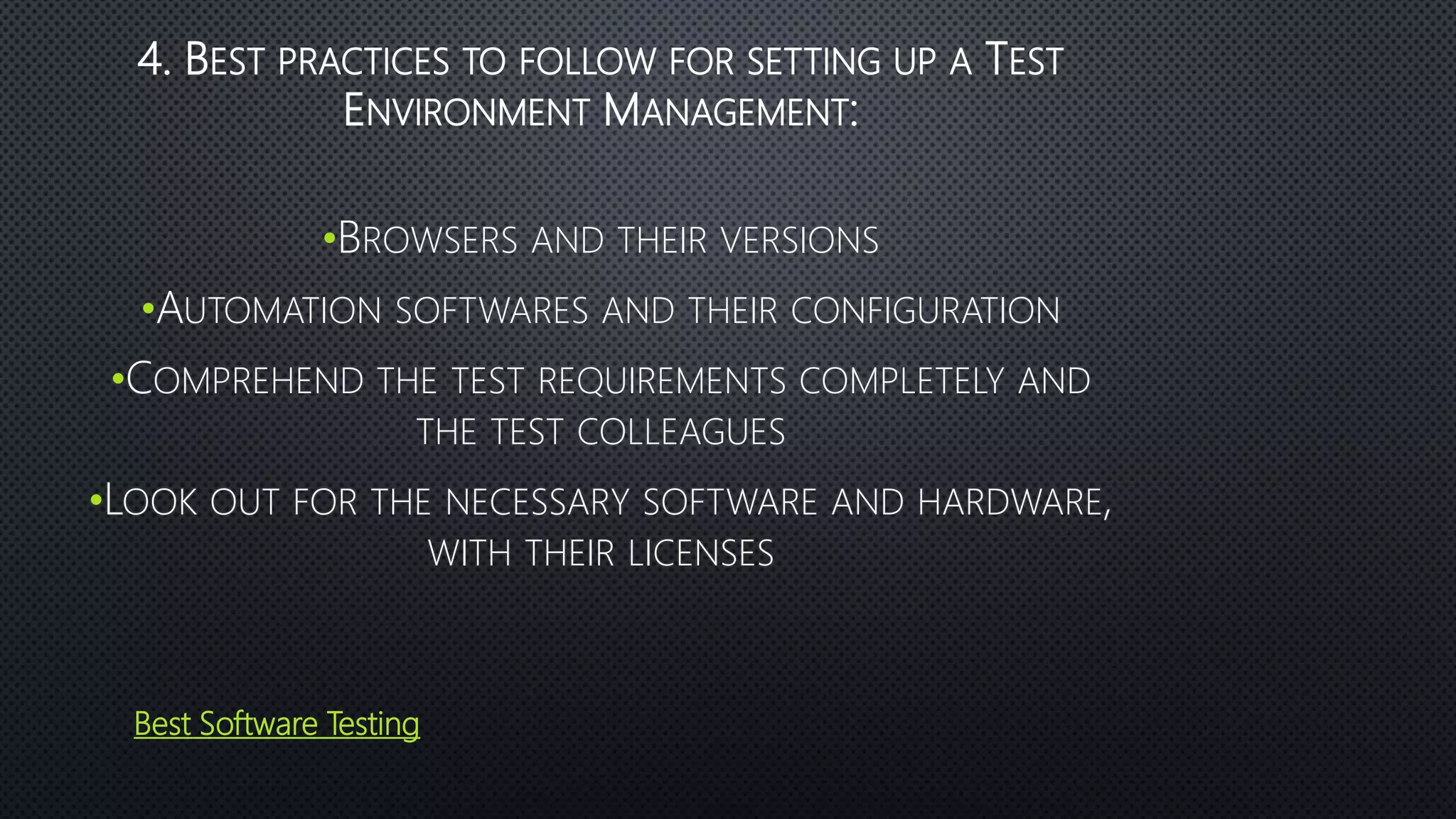 Software testing and test environment | PPTX