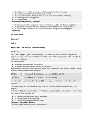 software testing lecture notes - notes - software... Software testing lecture notes | PDF