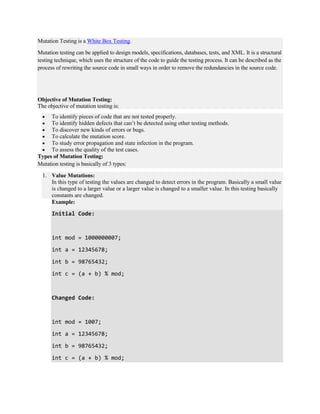 Software testing lecture notes | PDF