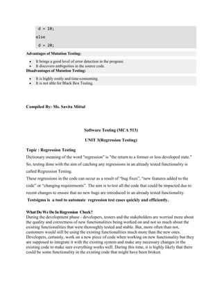Software testing lecture notes | PDF