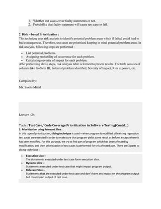 Software testing lecture notes | PDF