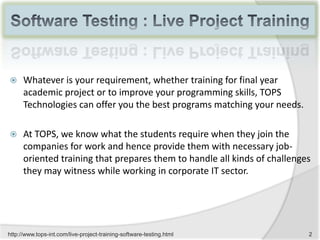 Software testing live project training | PPTX