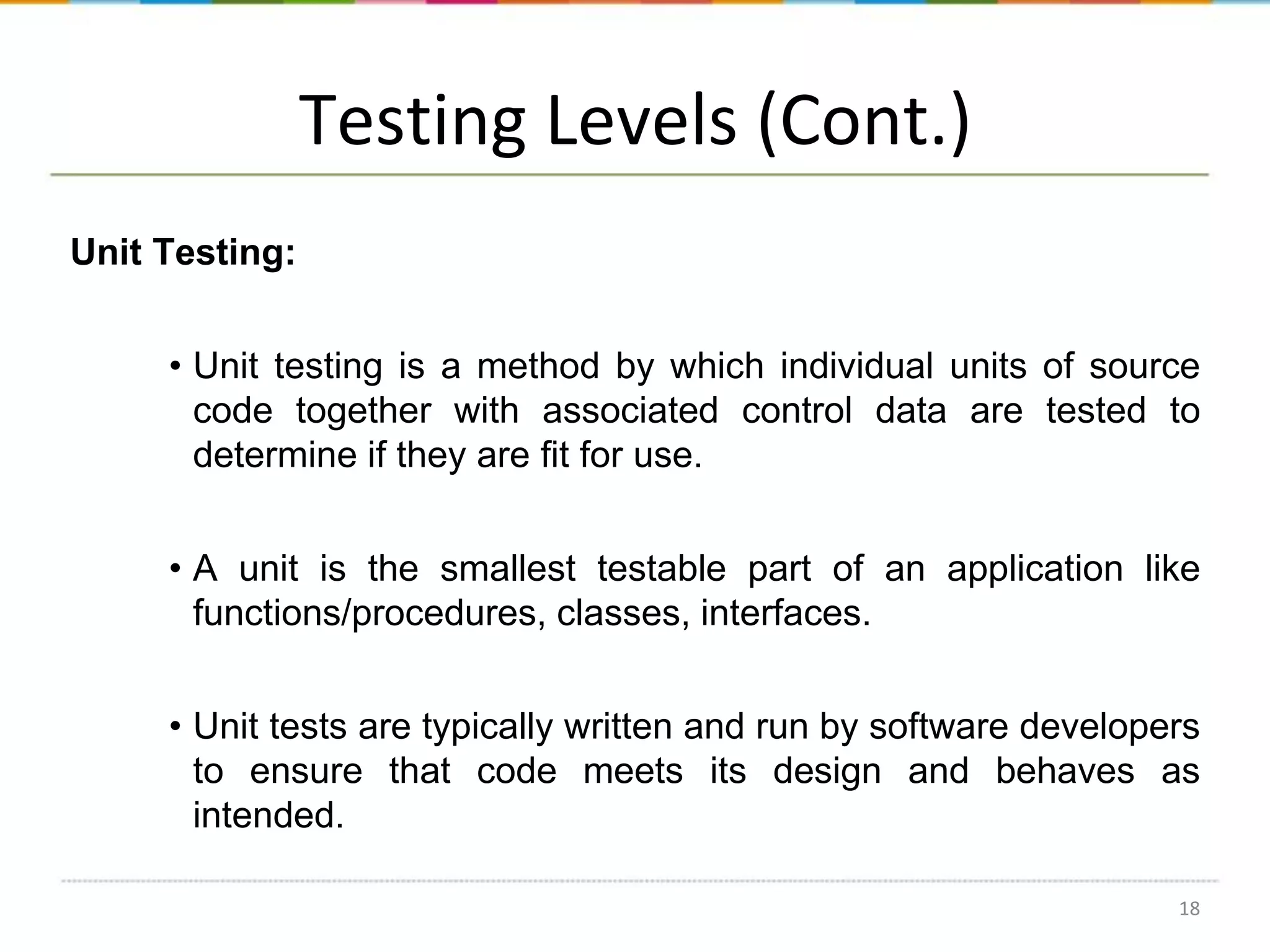 Software testing methods, levels and types | PPT