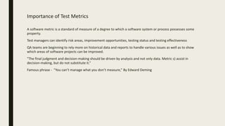 crucial software testing metrics & kpis - Images High... Software Testing Metrics | PPTX