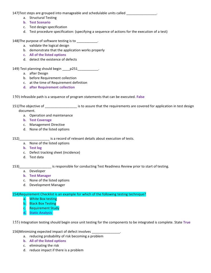 requirement c form testing objective types Software