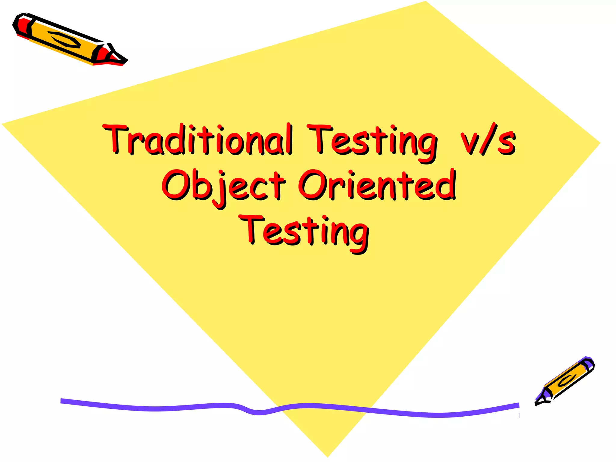 Traditional Testing v/sTraditional Testing v/s
Object OrientedObject Oriented
TestingTesting
 