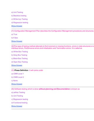 Software testing quiz questions and answers | PDF