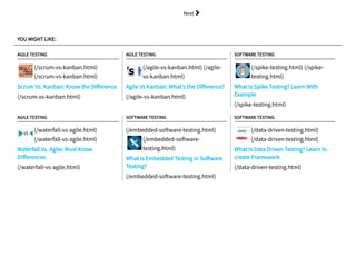 /
Next  (/equivalence-partitioning-boundary-value-analysis.html)
AGILE TESTING
Scrum Vs. Kanban: Know the Di erence
(/scrum-vs-kanban.html)
AGILE TESTING
Agile Vs Kanban: What’s the Di erence?
(/agile-vs-kanban.html)
SOFTWARE TESTING
What is Spike Testing? Learn With
Example
(/spike-testing.html)
AGILE TESTING
Waterfall Vs. Agile: Must Know
Di erences
(/waterfall-vs-agile.html)
SOFTWARE TESTING
What is Embedded Testing in So ware
Testing?
(/embedded-software-testing.html)
SOFTWARE TESTING
What is Data Driven Testing? Learn to
create Framework
(/data-driven-testing.html)
YOU MIGHT LIKE:
(/scrum-vs-kanban.html)
(/scrum-vs-kanban.html)
(/agile-vs-kanban.html) (/agile-
vs-kanban.html)
(/spike-testing.html) (/spike-
testing.html)
(/waterfall-vs-agile.html)
(/waterfall-vs-agile.html)
(/embedded-software-testing.html)
(/embedded-software-
testing.html)
(/data-driven-testing.html)
(/data-driven-testing.html)
 