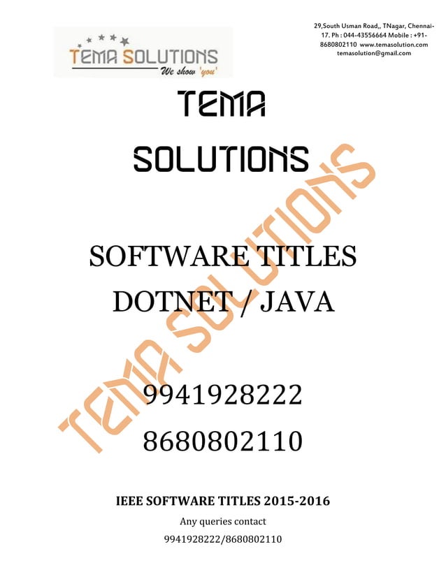Java and Dotnet Final year Software Projects | PDF