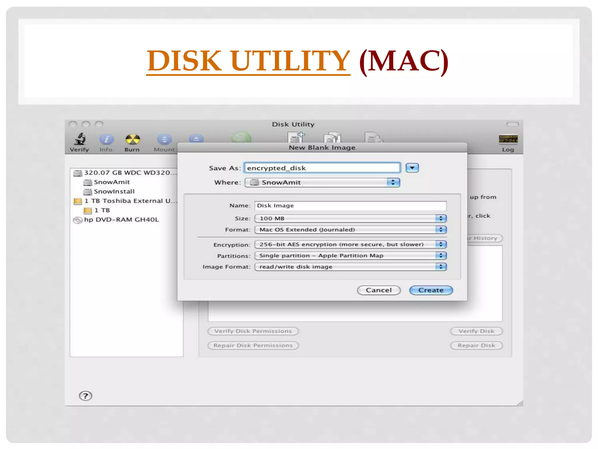 DISK UTILITY (MAC) 
 