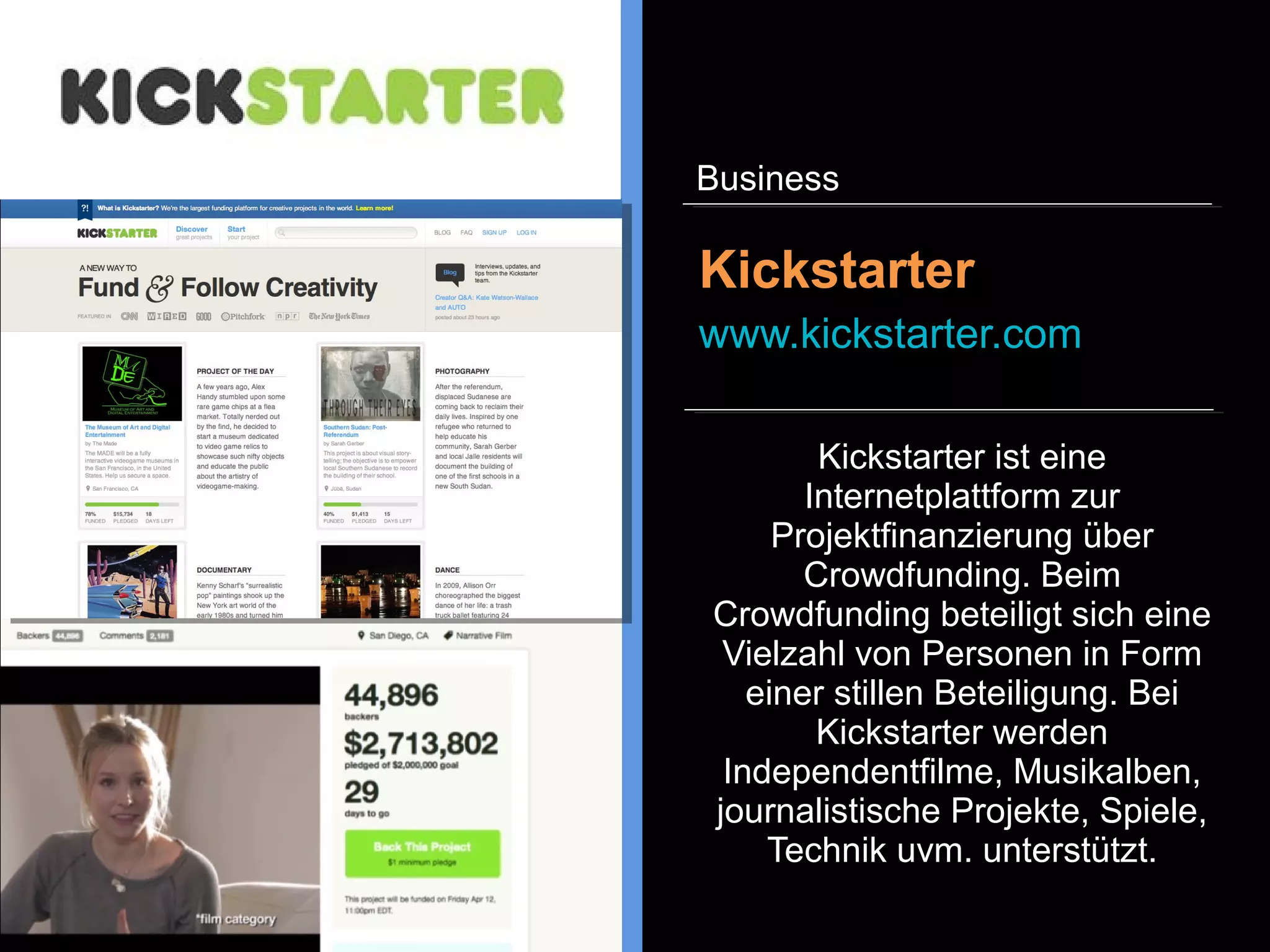 Mailchimp ist ein E-Mail-
Marketing-Dienstleister.
Newsletter lassen sich
Zielgruppen genau versenden,
die Klickrate und das Verhalten
der Leser lässt sich in Statistiken
ablesen und optimieren.
MailChimp
www.mailchimp.com
Business
 