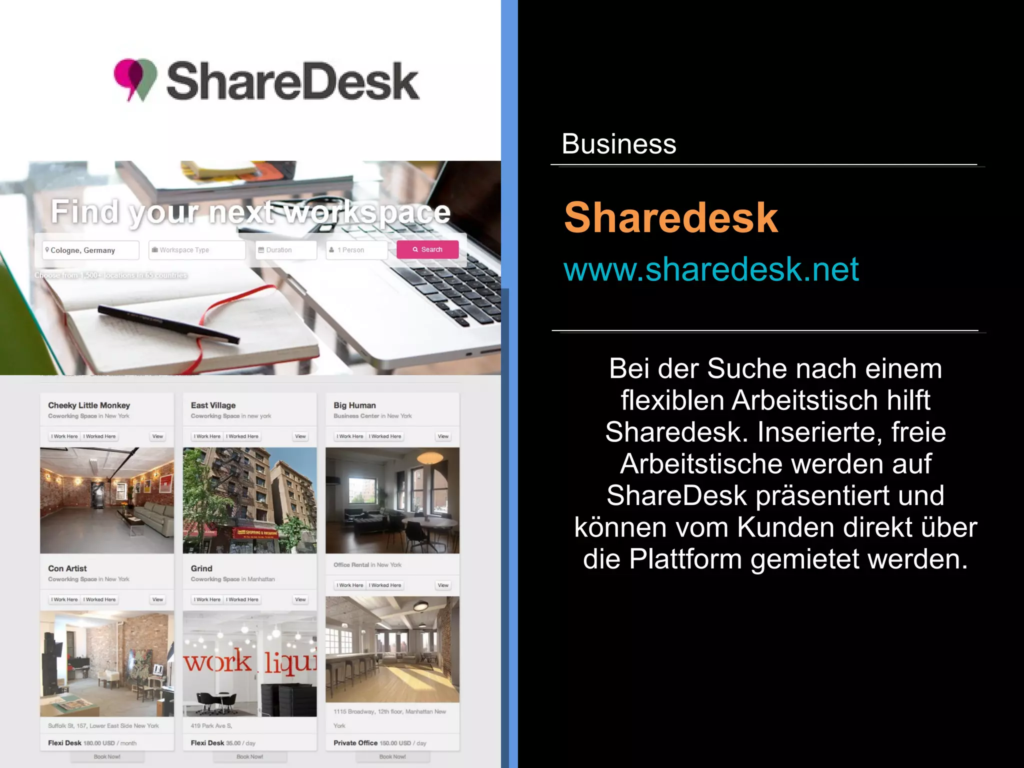 Google Analytics ist ein
Webanalyse-Tool, mit dessen
Hilfe Website-Inhaber die
Interaktion der Besucher mit ihren
Websites analysieren können.
Google Analytics
www.google.de/analytics
Business
 