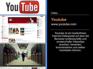 Instagram erlaubt den Nutzern mit
ihren Smartphones Fotos zu
schießen und mit Filtern zu
verfremden. Die Bilder können
auf der Plattform bewertet als
auch in anderen sozialen
Netzwerken geteilt werden.
Instagram
www.instagram.com
Photo
 