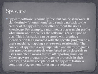 A Spyware Program Example Software tpyes | PPT