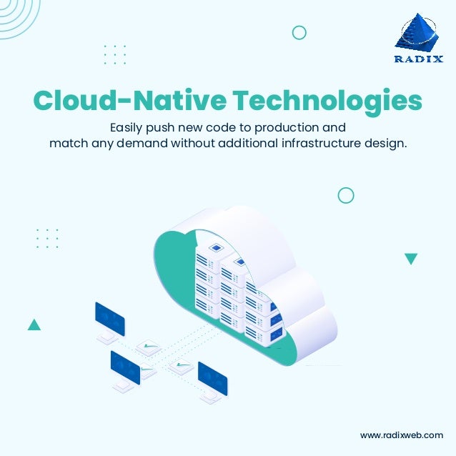 www.radixweb.com
Cloud-Native Technologies
Easily push new code to production and
match any demand without additional infrastructure design.