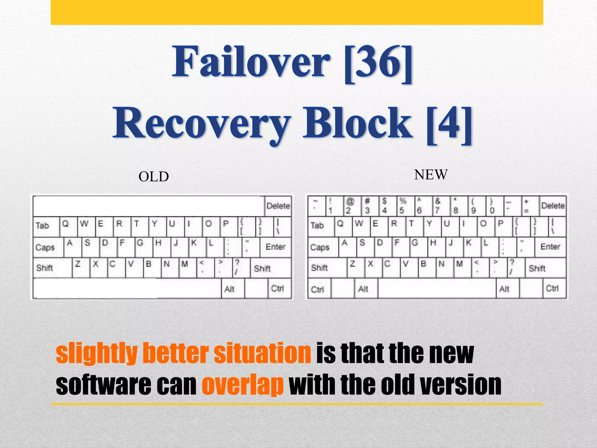 slightly better situation is that the new
software can overlap with the old version
OLD NEW