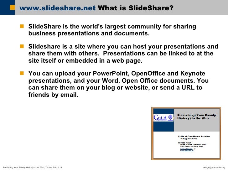 publishing your family history to the web version 3 family history powerpoint presentation