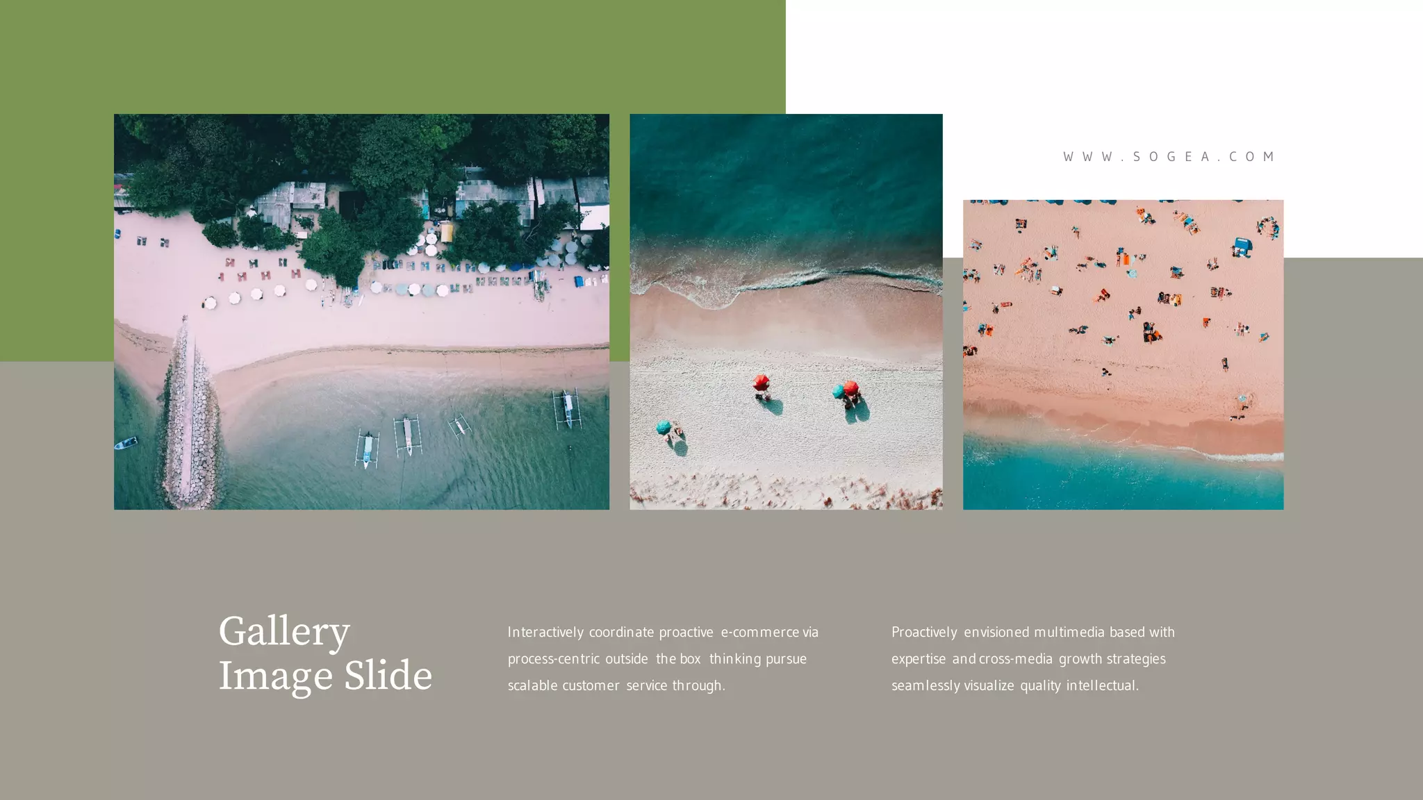 W W W . S O G E A . C O M
Interactively coordinate proactive e-commerce via
process-centric outside the box thinking pursue
scalable customer service through.
Gallery
Image Slide
Proactively envisioned multimedia based with
expertise and cross-media growth strategies
seamlessly visualize quality intellectual.
 