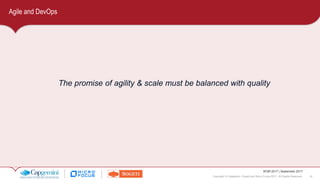 15Copyright © Capgemini, Sogeti and Micro Focus 2017. All Rights Reserved.
WQR 2017 | September 2017
Agile and DevOps
The promise of agility & scale must be balanced with quality
 