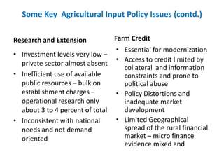 The Critical Constraints to Pakistan’s Agriculture Input Policy Reform… Numerous
Strategies over the decades…Same Issues… ...