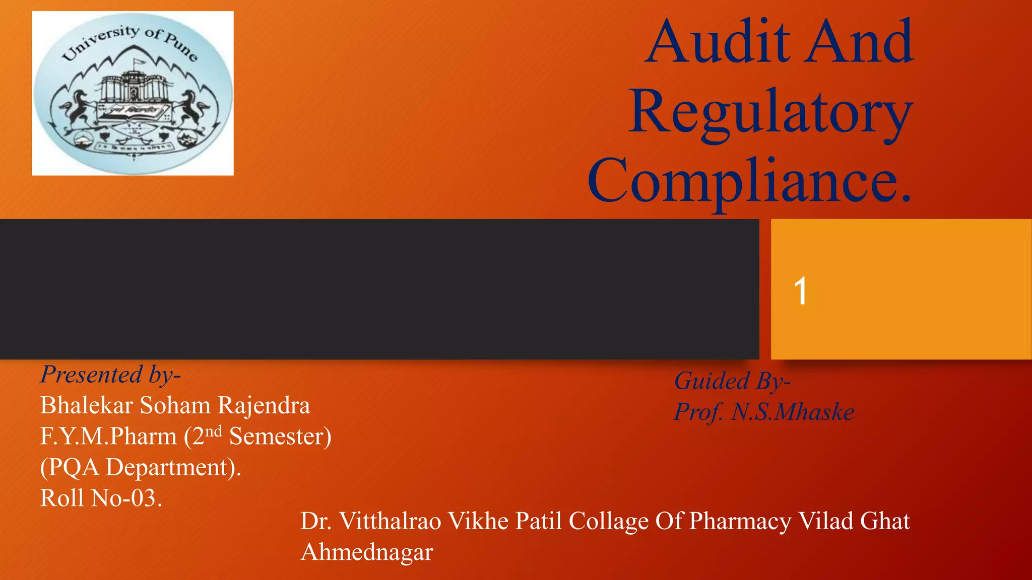 Audit and Regulatory compliance | PPTX