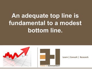 An adequate top line is
fundamental to a modest
      bottom line.



                 Learn | Consult | Research
 