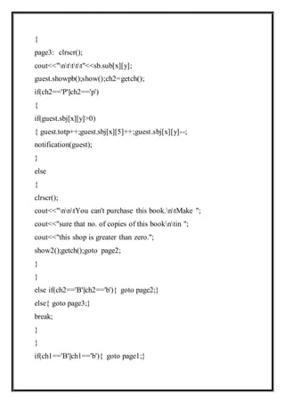 C++ PROGRAM ON THE TOPIC BOOK SHOP IN computer science | DOCX