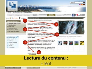 1
2
3
4
5
Lecture du contenu :
+ lent
6
 
