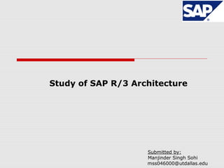 Study of SAP R/3 Architecture
Submitted by:
Manjinder Singh Sohi
mss046000@utdallas.edu
 