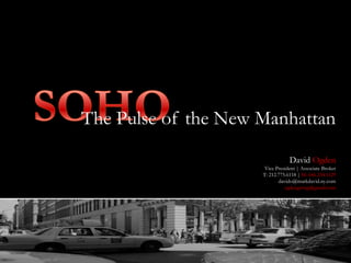 SOHO The Pulse of the New Manhattan David Ogden Vice President | Associate Broker T: 212.775.6118 | M: 646.234.1629 davido@markdavid.ny.com ogdengroup@gmail.com 