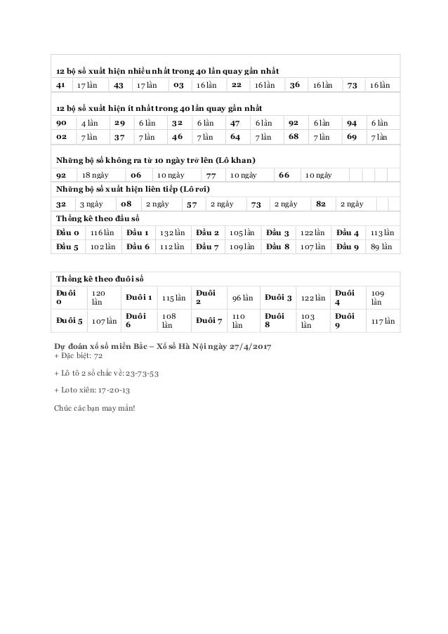 Soi cau ket qua xsmb hom nay thu 5 ngay 27 - 04